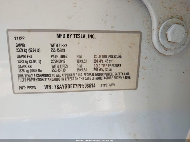 2023 TESLA MODEL Y 7SAYGDEE7PF598614 Photo 8