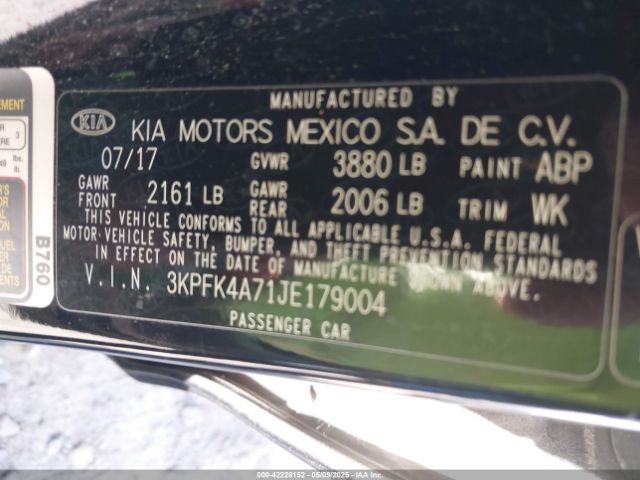 3KPFK4A71JE179004 KIA FORTE LX