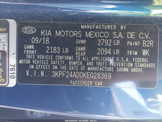 3KPF24AD0KE028369 KIA Forte Lxs