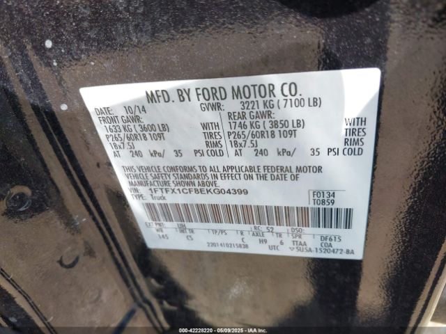 1FTFX1CF8EKG04399 Ford F-150 Stx