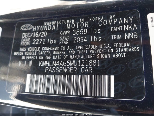 KMHLM4AG5MU121881 Hyundai mpi nu pe