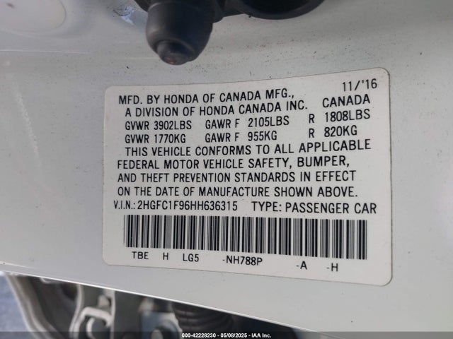 2HGFC1F96HH636315 Honda Civic Touring