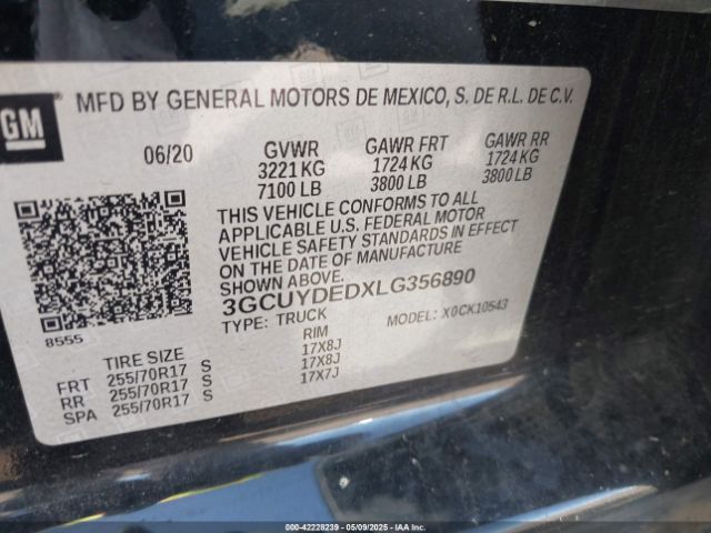 3GCUYDEDXLG356890 Chevrolet Silverado 1500 4wd  Short Bed Lt