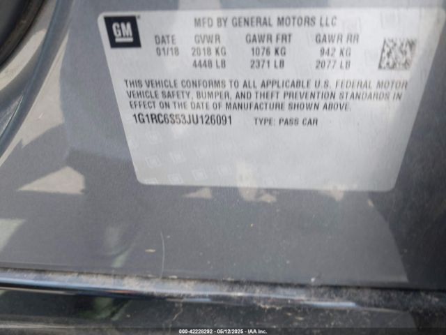 1G1RC6S53JU126091 Chevrolet VOLT LT