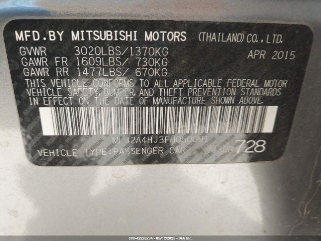 ML32A4HJ3FH050091 Mitsubishi MIRAGE ES