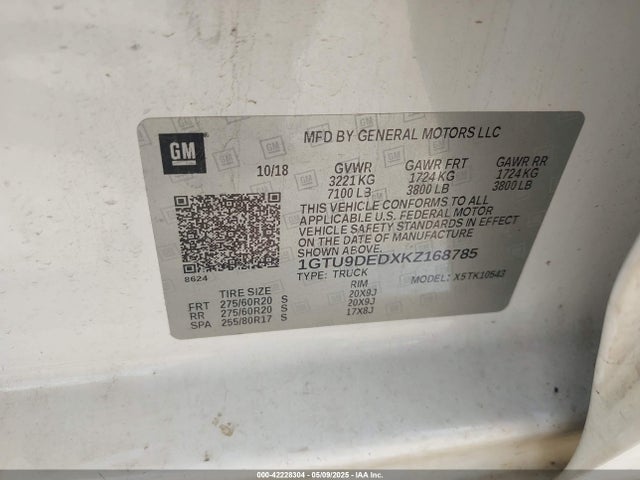 1GTU9DEDXKZ168785 GMC l84 - di, dfm, alum, gen 5, var 2