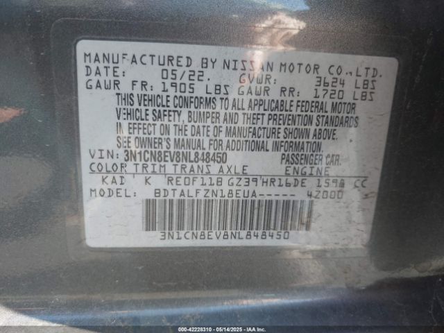 2022 NISSAN VERSA 3N1CN8EV8NL848450 Photo 8