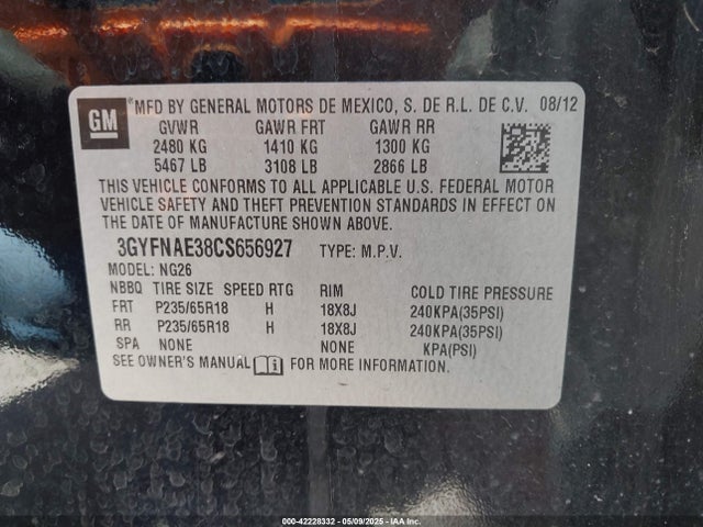 2012 CADILLAC SRX 3GYFNAE38CS656927 Photo 8