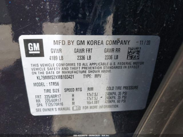 KL79MMS2XMB103421 Chevrolet Trailblazer Fwd Ls