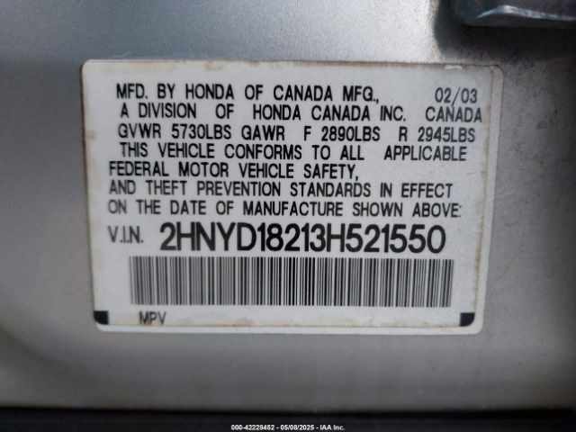 2003 ACURA MDX 2HNYD18213H521550 Photo 8
