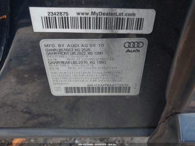 2010 AUDI Q5 WA1CKAFP8AA112939 Photo 8