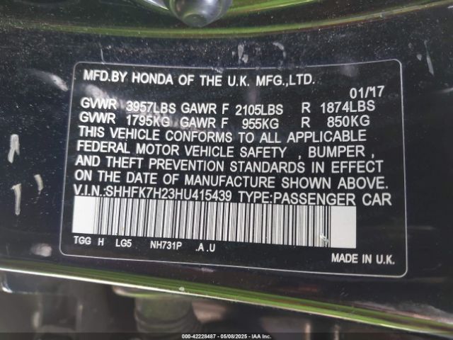 SHHFK7H23HU415439 Honda Civic Lx