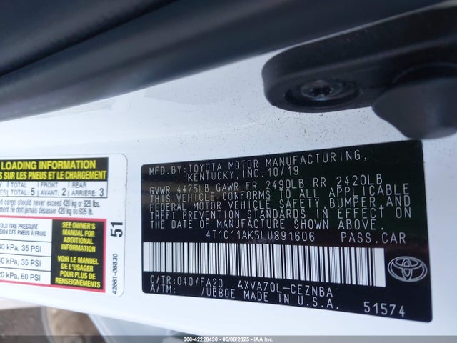 4T1C11AK5LU891606 Toyota a25a-fks