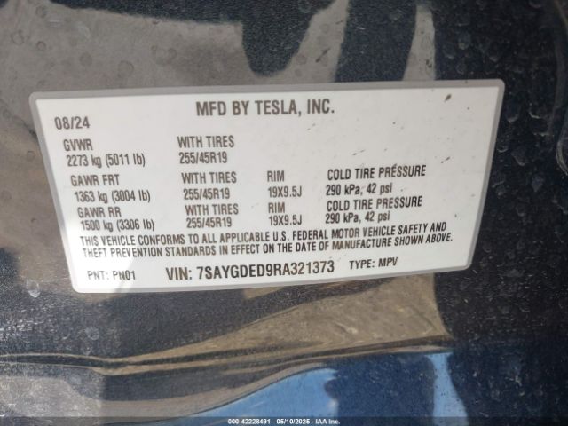 7SAYGDED9RA321373 Tesla 2024