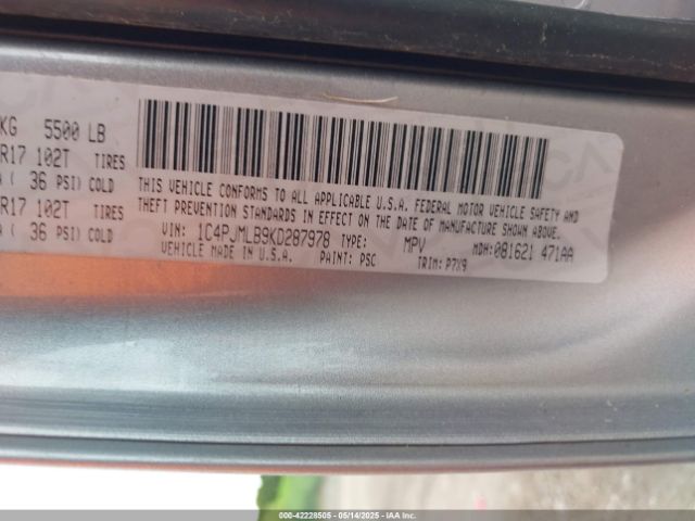 1C4PJMLB9KD287978 Jeep Cherokee Latitude Plus 4x4