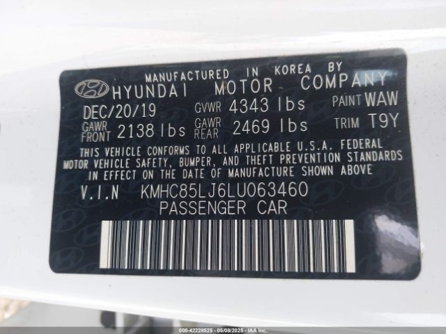 KMHC85LJ6LU063460 Hyundai Ioniq Electric Limited