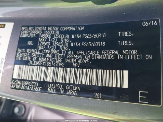 JTJBM7FX1G5147092 Lexus GX 460