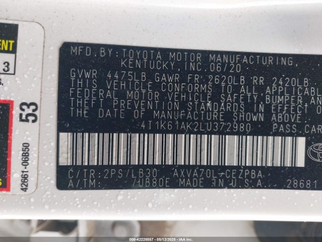 4T1K61AK2LU372980 Toyota CAMRY XSE