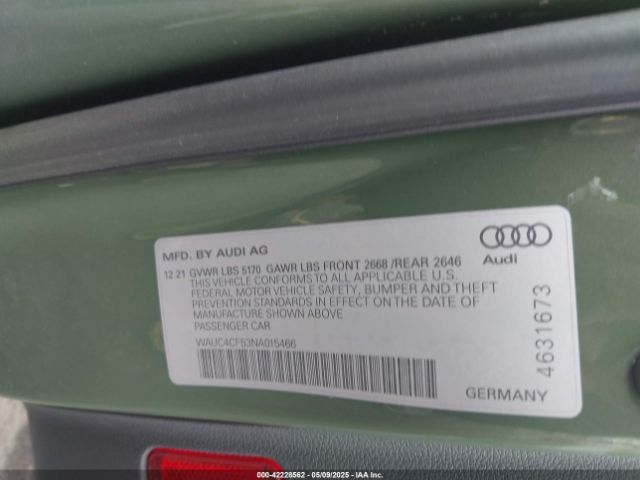 2022 AUDI S5 SPORTBACK WAUC4CF53NA015466 Photo 8