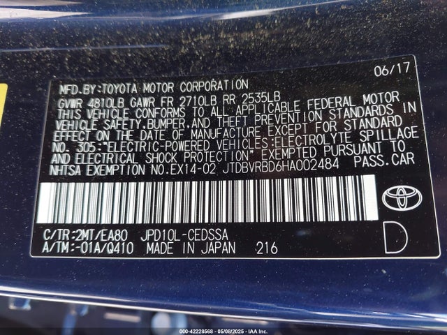 Toyota 4jm 2017 JTDBVRBD6HA002484 Image 9