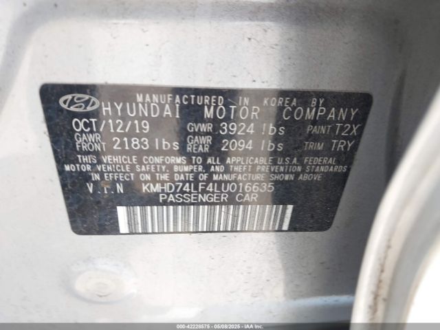 KMHD74LF4LU016635 Hyundai ELANTRA SE