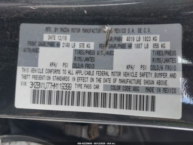 3MZBN1U77HM119399 Mazda Mazda3 4-door Sport