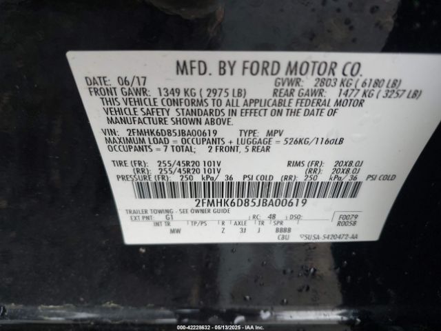 2FMHK6D85JBA00619 Ford Flex Limited