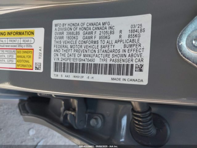 2025 HONDA CIVIC SI 2HGFE1E51SH476490 Photo 8