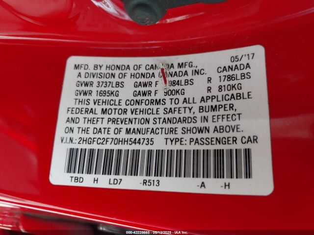 2HGFC2F70HH544735 Honda k20c2