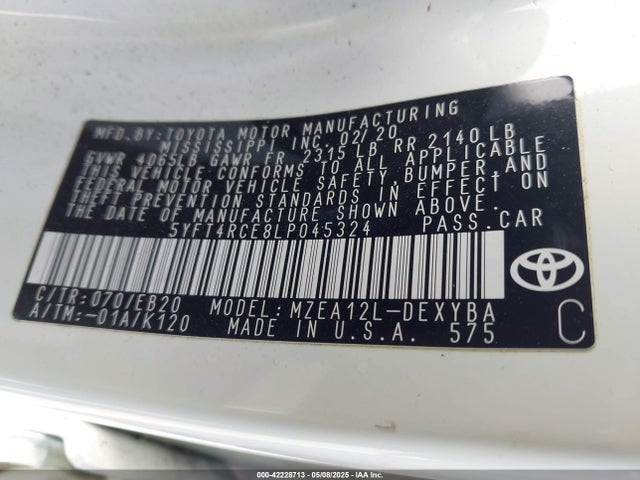 5YFT4RCE8LP045324 Toyota Corolla Xse