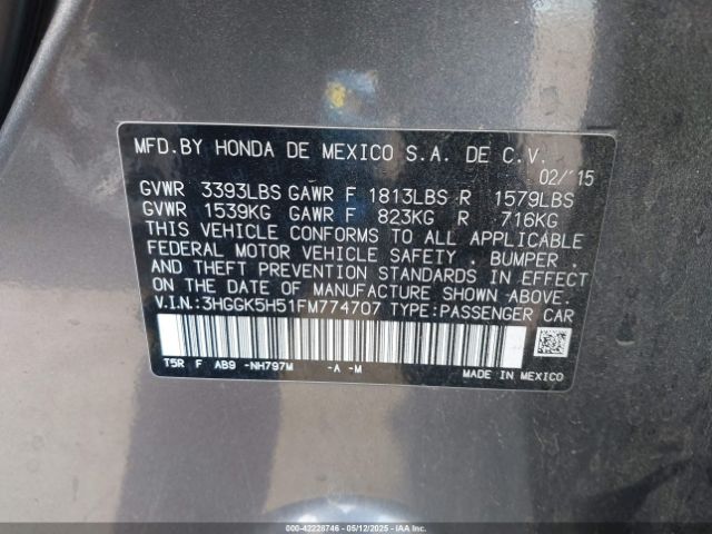 3HGGK5H51FM774707 Honda FIT LX