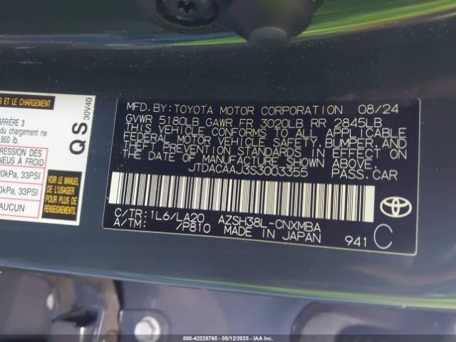 JTDACAAJ3S3003355 Toyota Crown Signia Xle