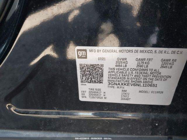 3GNAXKEV6NL110651 Chevrolet Equinox Fwd Lt