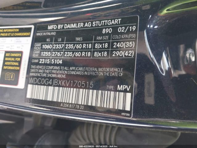 2019 MERCEDES-BENZ GLC 300 WDC0G4JBXKV170515 Photo 8