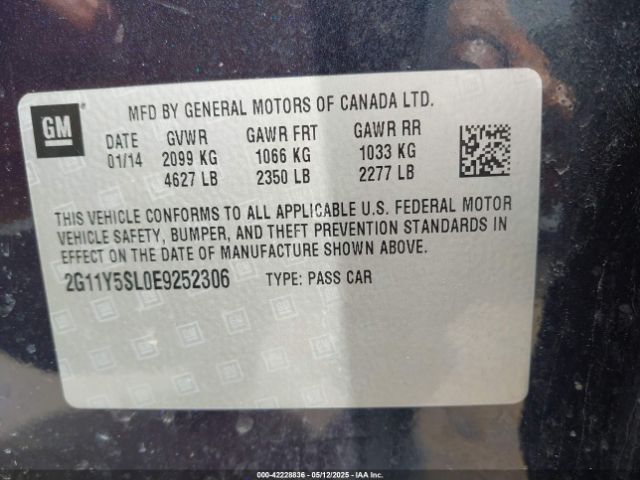 2G11Y5SL0E9252306 Chevrolet Impala 1ls