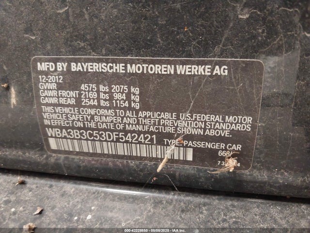 2013 BMW 3 SERIES WBA3B3C53DF542421 Photo 8