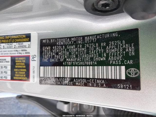 4T1BF1FK5HU788814 Toyota 2ar-fe