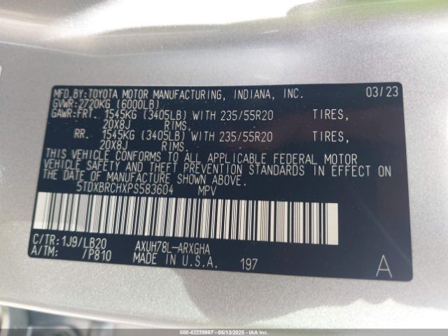 2023 TOYOTA HIGHLANDER 5TDXBRCHXPS583604 Photo 8