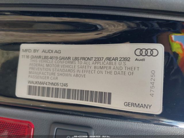 2017 AUDI A4 WAUKMAF47HN051245 Photo 8