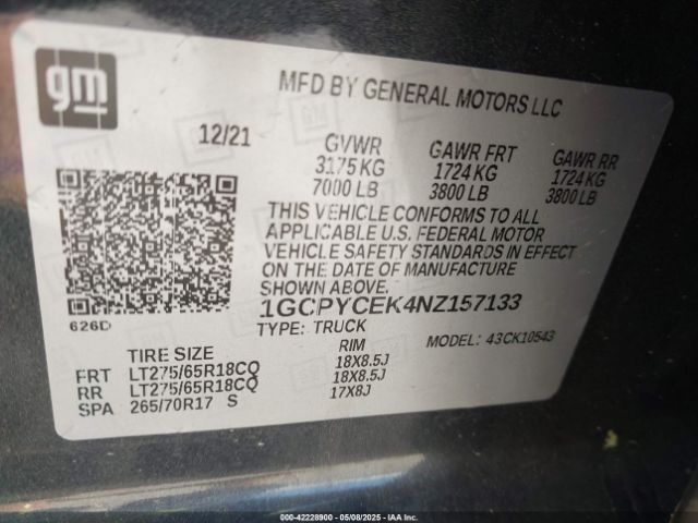 2022 CHEVROLET SILVERADO 1500 LTD 1GCPYCEK4NZ157133 Photo 8
