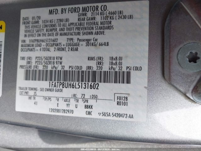 1FATP8UH6L5131602 Ford Mustang Ecoboost Premium