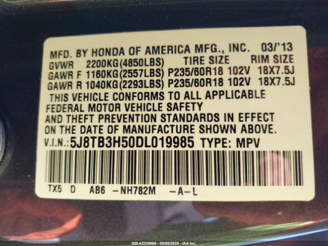 2013 ACURA RDX 5J8TB3H50DL019985 Photo 8