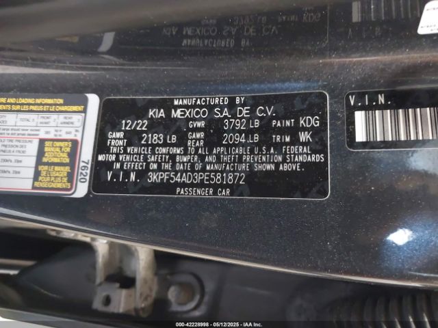 3KPF54AD3PE581872 KIA Forte Gt-line