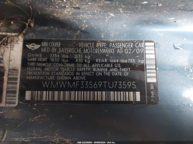 2009 MINI COOPER WMWMF33569TU73595 Photo 8