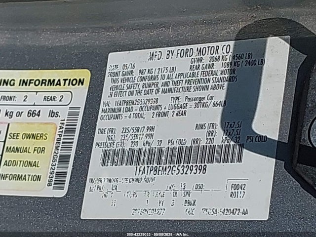 Ford Mustang V6 2016 1FATP8EM2G5329398 Image 9