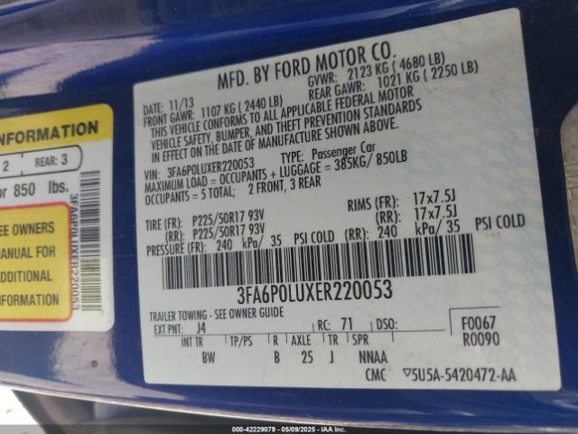 3FA6P0LUXER220053 Ford Fusion Hybrid Se