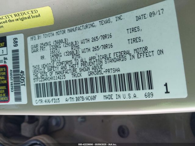 5TFCZ5AN1HX114215 Toyota Tacoma Trd Off Road
