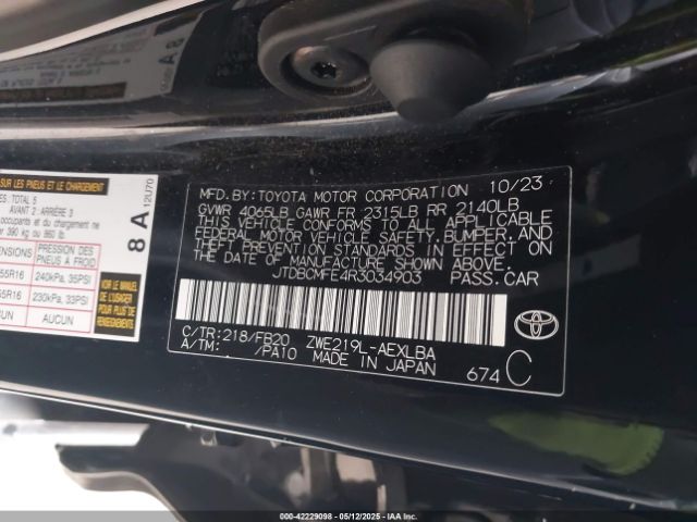 JTDBCMFE4R3034903 Toyota Corolla Hybrid Le