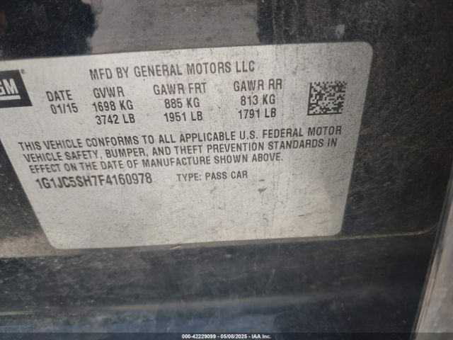 1G1JC5SH7F4160978 Chevrolet Sonic Lt Auto