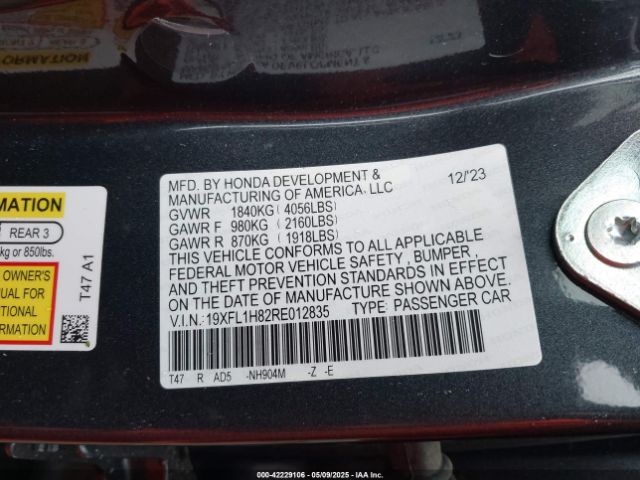 2024 HONDA CIVIC 19XFL1H82RE012835 Photo 8